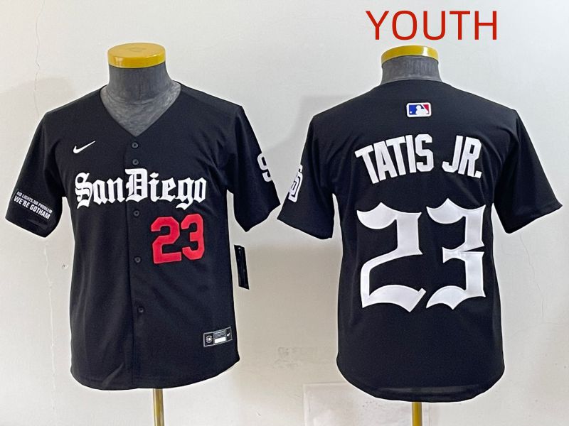 Youth 2025 San Diego Padres #23 Tatis jr Black Five generations Joint Name Nike MLB Jersey style 7->youth mlb jersey->Youth Jersey